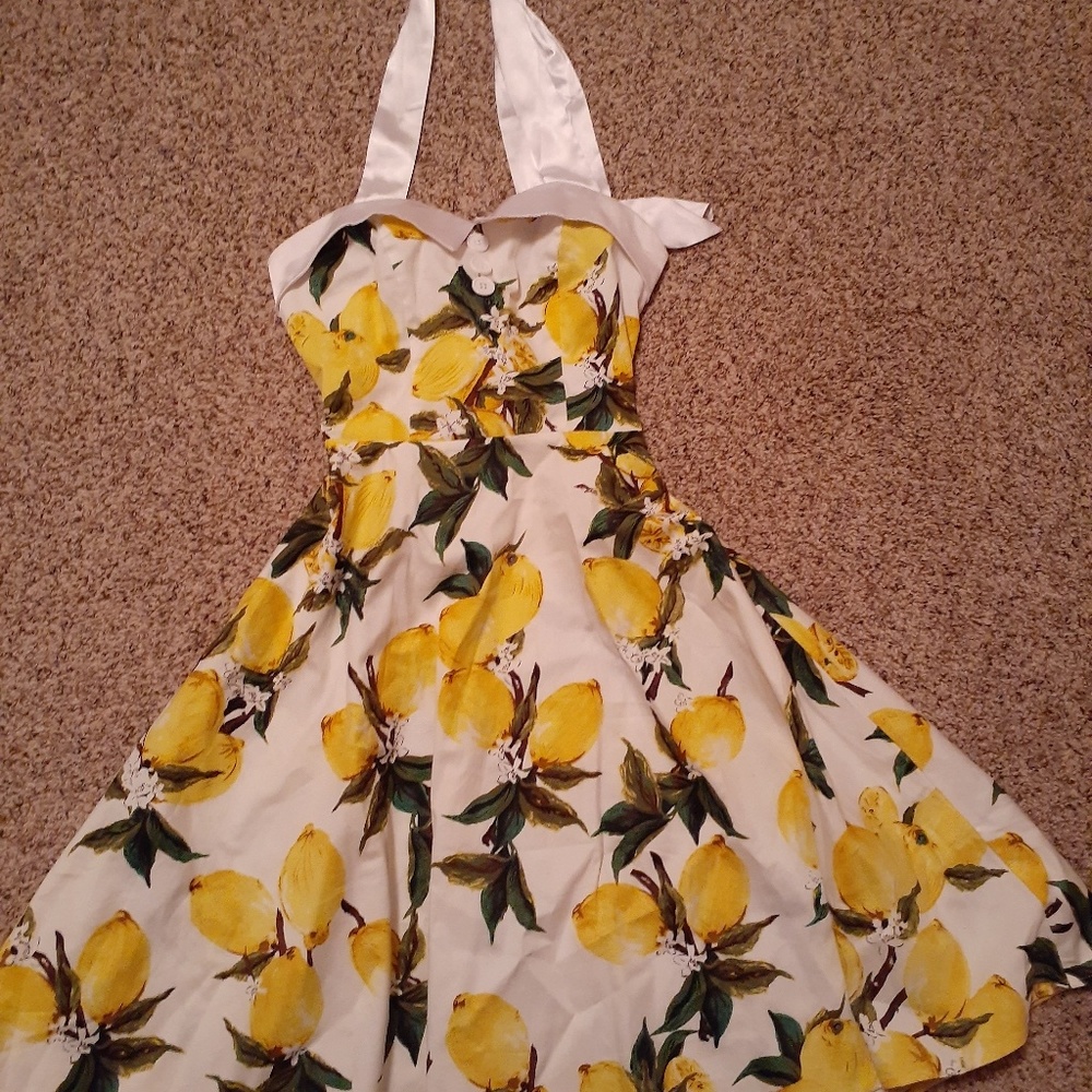 Lemon halter midi dress